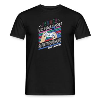 je suis le parrain suprême des gamers t-shirt - T-shirt homme - noir - Devant - AI Model Male 178 light (178cm)