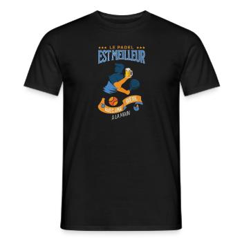 Le padel est meilleur avec une bière à la main - T-shirt homme - noir - Devant - AI Model Male 178 light (178cm)