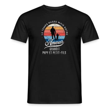 Papy et petit fils humour cadeau pour grand-père - T-shirt homme - noir - Devant - AI Model Male 178 light (178cm)