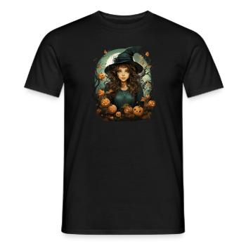 Halloween Witch I Cartoon Style I Witch - Men's T-Shirt - black - Front - AI Model Male 178 light (178cm)