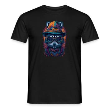 Mignon raton laveur avec chapeau et drôles de lunettes - T-shirt homme - noir - Devant - AI Model Male 178 light (178cm)