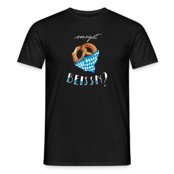 Bayern Breze "Mogst beissn?" - hell - Männer T-Shirt - Schwarz - Vorne - AI Model Male 178 light (178cm)