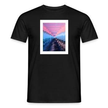 Mist-shrouded landscape - Men's T-Shirt - black - Front - AI Model Male 178 light (178cm)
