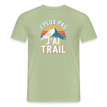J'peux pas, j'ai trail - T-shirt homme - vert sauge - Devant - AI Model Male 178 light (178cm)