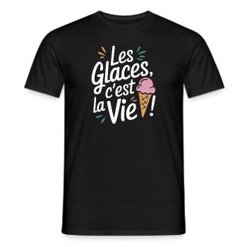 Les glaces, c'est la vie - T-shirt homme - noir - Devant - AI Model Male 178 light (178cm)