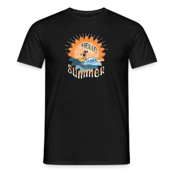 Hello Summer Surfing Surfboard Woman Summer Vacation - Men's T-Shirt - black - Front - AI Model Male 178 light (178cm)