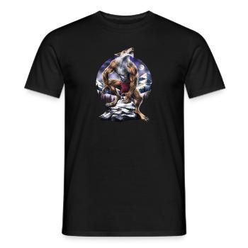 Werwolf Vollmond heult - Männer T-Shirt - Schwarz - Vorne - AI Model Male 178 light (178cm)