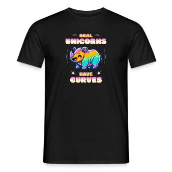 Real Unicorns Have Curves Rhino Unicorn - Men's T-Shirt - black - Front - AI Model Male 178 light (178cm)