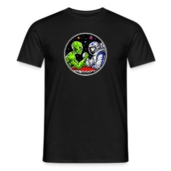 Außerirdischer Astronaut Armdrücken - Männer T-Shirt - Schwarz - Vorne - AI Model Male 178 light (178cm)