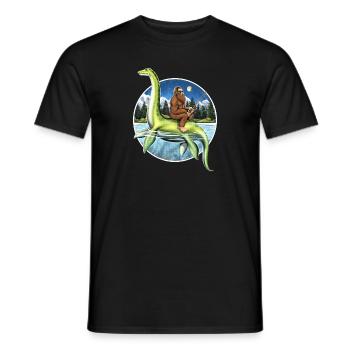 Bigfoot Loch Ness Monster Angeln - Männer T-Shirt - Schwarz - Vorne - AI Model Male 178 light (178cm)