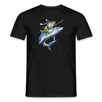 Frosch Samurai Ninja Reitender Hai - Männer T-Shirt - Schwarz - Vorne - AI Model Male 178 light (178cm)