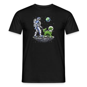 Astronaute de l’espace promenant un chien extraterrestre - T-shirt homme - noir - Devant - AI Model Male 178 light (178cm)