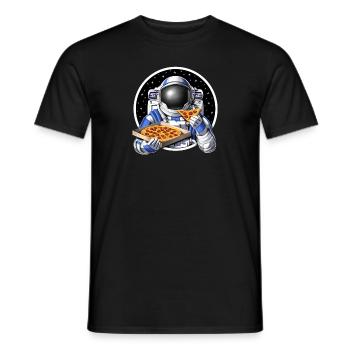 Space Astronaut Eating Pizza - Men's T-Shirt - black - Front - AI Model Male 178 light (178cm)