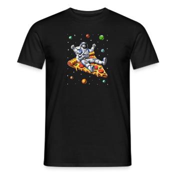 Astronaut Riding Pizza OFFICIAL - Men's T-Shirt - black - Front - AI Model Male 178 light (178cm)