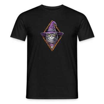 Katze Hexe - Männer T-Shirt - Schwarz - Vorne - AI Model Male 178 light (178cm)