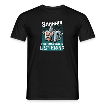 Lustiger Verschwörungstheorie Listening Toaster - Männer T-Shirt - Schwarz - Vorne - AI Model Male 178 light (178cm)