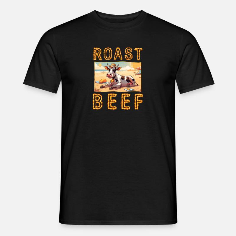 Roast Beef Kuh Urlaub Strand Sonnenbad Roastbeef - Männer T-Shirt - Schwarz
