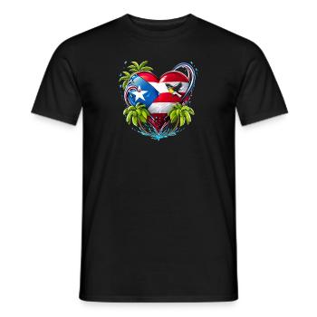 Boricua Puerto Rico Heart - Men's T-Shirt - black - Front - AI Model Male 178 light (178cm)