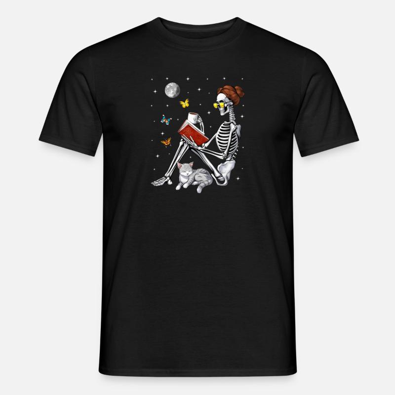 Skelett-Lesebuch - Männer T-Shirt - Schwarz