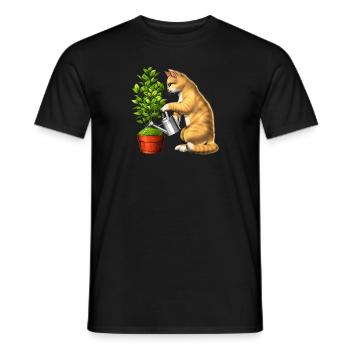 Plantes d’arrosage pour chats - T-shirt homme - noir - Devant - AI Model Male 178 light (178cm)