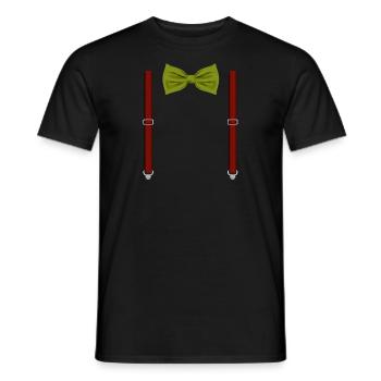 Drôle de nœud papillon vert avec bretelles rouges Parfait - T-shirt homme - noir - Devant - AI Model Male 178 light (178cm)