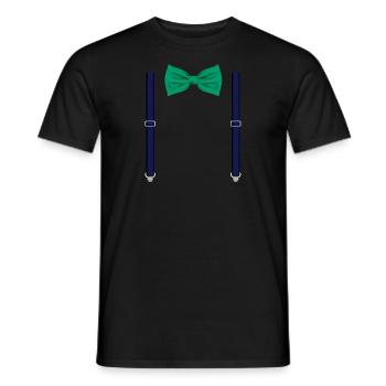 Drôle de nœud papillon vert avec bretelles parfait - T-shirt homme - noir - Devant - AI Model Male 178 light (178cm)