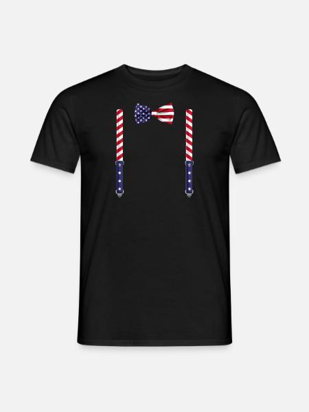 Drôle de nœud papillon du drapeau des États-Unis avec bretelles parfaites - T-shirt homme - noir