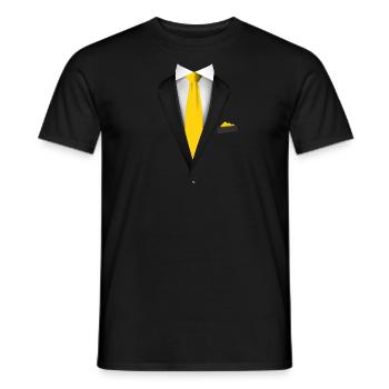 Tuxedo avec une cravate pour les mariages et spéciaux - T-shirt homme - noir - Devant - AI Model Male 178 light (178cm)