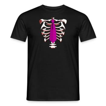 Skelett mit rosa Krawatte Lustiges Halloween-Design - Männer T-Shirt - Schwarz - Vorne - AI Model Male 178 light (178cm)