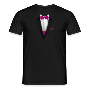 Tuxedo design with Pink Bowtie For Weddings And - Men's T-Shirt - black - Front - AI Model Male 178 light (178cm)