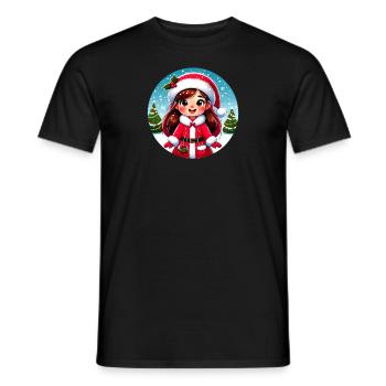 Santa Claus Girl Illustration Funny Christmas - Men's T-Shirt - black - Front - AI Model Male 178 light (178cm)