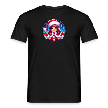 Père Noël fille Illustration Noël drôle - T-shirt homme - noir - Devant - AI Model Male 178 light (178cm)