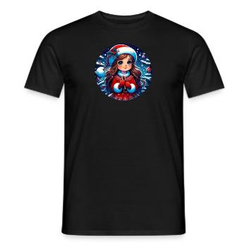 Santa Claus Girl Illustration Funny Christmas - Men's T-Shirt - black - Front - AI Model Male 178 light (178cm)
