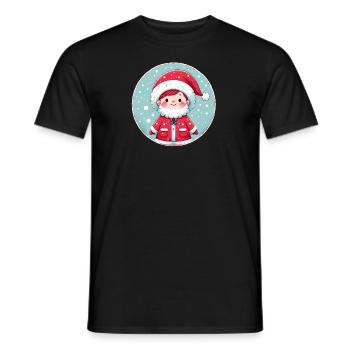 Père Noël garçon Illustration Noël drôle - T-shirt homme - noir - Devant - AI Model Male 178 light (178cm)