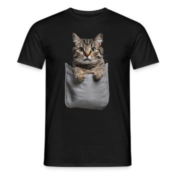 Korat-Katze in der Tasche Geschenk - Männer T-Shirt - Schwarz - Vorne - AI Model Male 178 light (178cm)