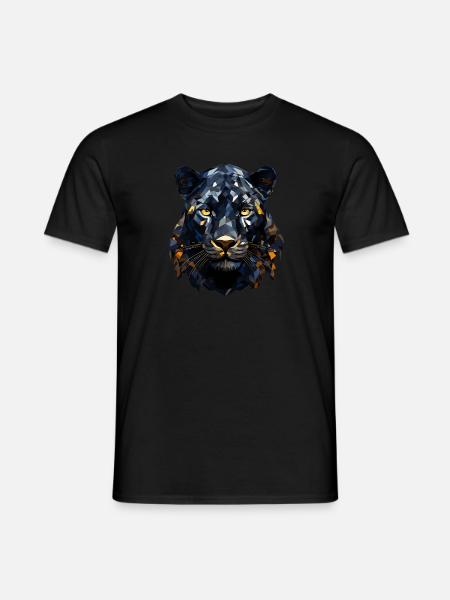Schwarzer Panther Polygon Style - Männer T-Shirt - Schwarz