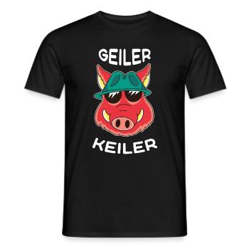 Geiler Keiler Sau Jäger Wildschwein Eber Keiler - Männer T-Shirt - Schwarz - Vorne - AI Model Male 178 light (178cm)
