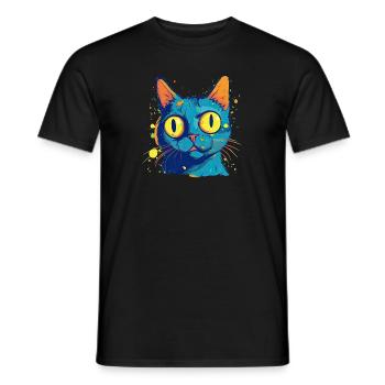 Verpeilte Katze - Männer T-Shirt - Schwarz - Vorne - AI Model Male 178 light (178cm)