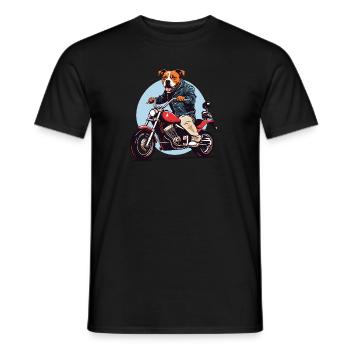Staffordshire Bullterrier auf dem Motorrad - Männer T-Shirt - Schwarz - Vorne - AI Model Male 178 light (178cm)