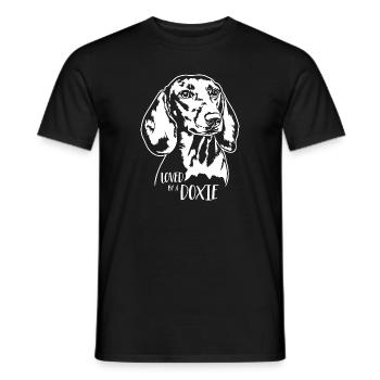 Dackel loved by a Doxie Hunde Spruch Wilsigns - Männer T-Shirt - Schwarz - Vorne - AI Model Male 178 light (178cm)