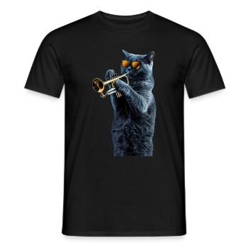 Russian Blue Trompete - Männer T-Shirt - Schwarz - Vorne - AI Model Male 178 light (178cm)