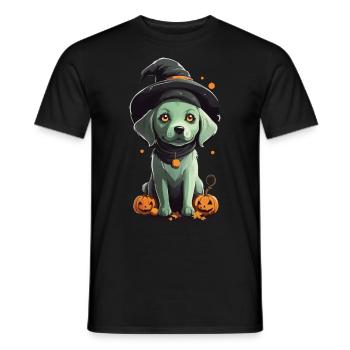 Süßer Halloween Hexen Hund Welpe Hunde Design - Männer T-Shirt - Schwarz - Vorne - AI Model Male 178 light (178cm)