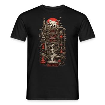 Retro Japan Ukiyo-E Ära Landschaft Retro Design - Männer T-Shirt - Schwarz - Vorne - AI Model Male 178 light (178cm)