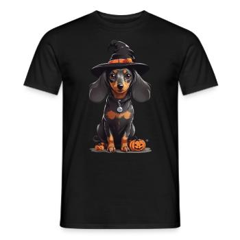 Sorcières teckel Halloween chien Magic Design - T-shirt homme - noir - Devant - AI Model Male 178 light (178cm)