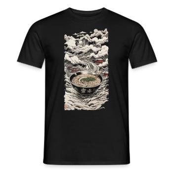 Japan Ukiyo-E Ramen Streetwear Retro Design - Men's T-Shirt - black - Front - AI Model Male 178 light (178cm)