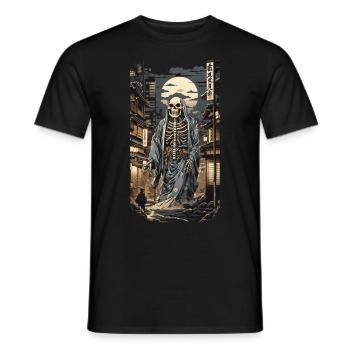 Ukiyo-E Yokai Skeleton Demon Edo Vintage Design - Men's T-Shirt - black - Front - AI Model Male 178 light (178cm)
