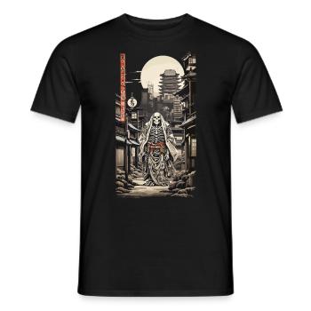 Edo Ukiyo-E Skeleton Yokai Vintage Streetwear - Men's T-Shirt - black - Front - AI Model Male 178 light (178cm)