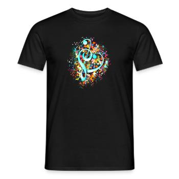 Notenschlüssel Musik Herz Musiknoten Bass Noten - Männer T-Shirt - Schwarz - Vorne - AI Model Male 178 light (178cm)