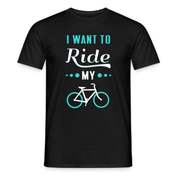 Bicycle Bicycle Shirt i want to ride - Men's T-Shirt - black - Front - AI Model Male 178 light (178cm)