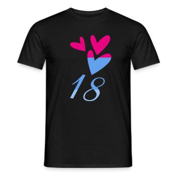 18. 18 YEARS OLD. 18th ANNIVERSARY. BIRTHDAY 18 YEARS. - Men's T-Shirt - black - Front - AI Model Male 178 light (178cm)